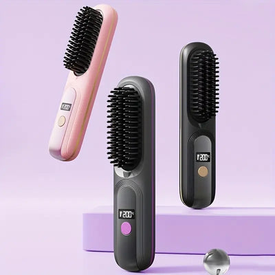 Portable cordless mini hair straightening comb